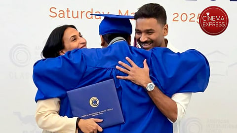 Dhanush shares pictures from son Yathra's convocation with Aishwarya Rajinikanth