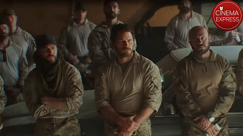 From L to R: Taylor Kitsch, Chris Pratt, and Dar Salim in a still from The Terminal List: Dark Wolf's teaser