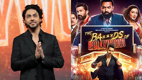 Aryan Khan (L) and The Ba***ds of Bollywood poster (R)