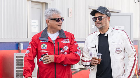 Madhavan meets Ajith Kumar at Dubai Autodrome