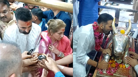 Akshay Kumar visits Mahakaleshwar Temple with mother-in-law Dimple Kapadia ahead of Bhooth Bangla release