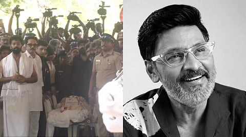 K Bhagyaraj's funeral takes place with State honours; Parthiban and Sarath Kumar carry mortal remains