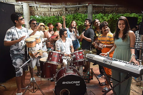 A behind-the-scene still from the sets of Vijay-starrer Beast