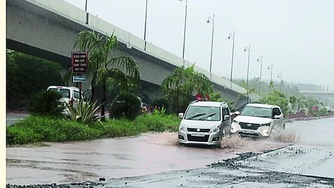 Goa: Damaged road near kadamb bus stand.