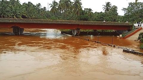 In Bicholi, the river was flooded, Goa