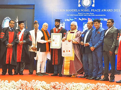 Siddesh Shripad Naik awarded Nelson Mandela Nobel Peace Award and Doctorate degree, at Pune. on Wednesday, 21 July, 2021