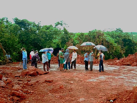 Members of Chicalim Panchayat Gram Vikas Samiti & Chikhali Biodiversity, Gathered to protest against Illegal work at Alt Dabolim - Goa. On Saturday, 31 July, 2021.