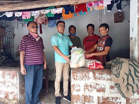 Vishwajit Krishnarao Rane helping flood victims at Mhadai Sattari, Goa. On Tuesday, 27 July, 2021