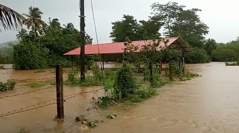Ganesh Visarjan Place near the flooded Kotrachi river, on Thursday, 22 July, 2021