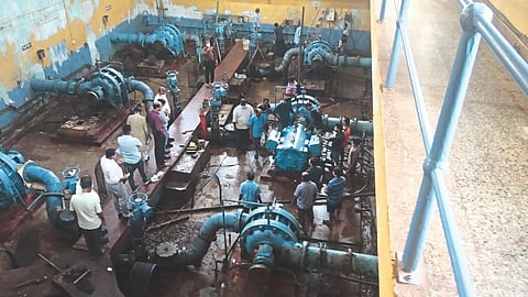 Dharbandora : Repair work on Opa water treatment plant in Goa.