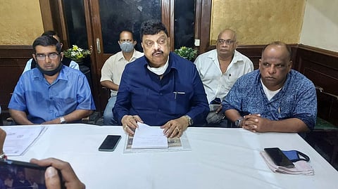 Goa: MLA Churchill Alemao speaking in a press conference at Margao. Frank Viegas also seen.