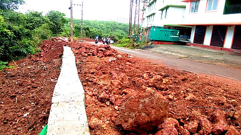 Construction of partially abandoned road by PWD, Chicalim to Dabolim Road, Goa