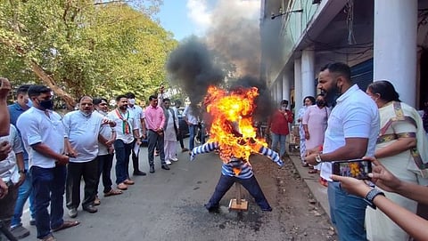 Congress Protest Against Milind Naik