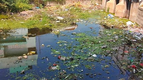Sewage from Mhapsa Hospital on the road In Goa