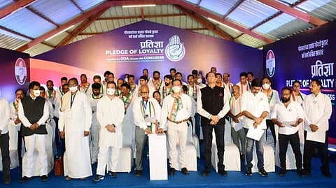AAP GFP and Congress candidate taking pledge during rally in goa assembly election