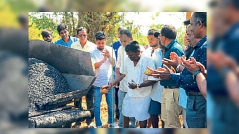 Asphalting of road
