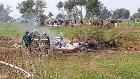 pakistan plane crash news pakistan air force army plane crash in punjab province mian channu
