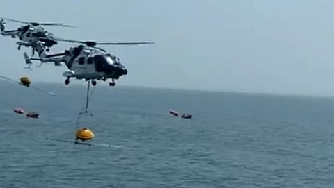 helicopter take part in Indian Coast Guard’s national pollution control exercise