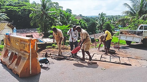 Road repair works by Panaji Municipal Corporation