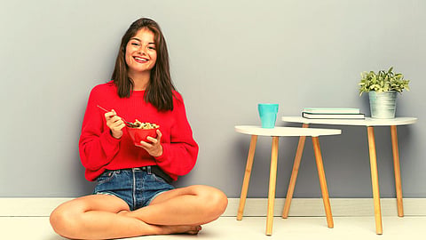 Indian Style of Sitting On Floor while Eating