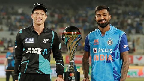 Mitchell Santner and Hardik Pandya