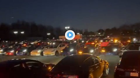 Viral Video Tesla car blinks in sync Naatu Naatu