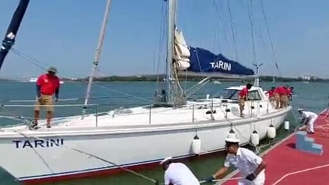 Flag in ceremony of INVS Tarini in Goa