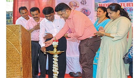 President Ramesh Tawadkar
inaugurating a special program organized at Galgibaga on the occasion of World Turtle Conservation Day.