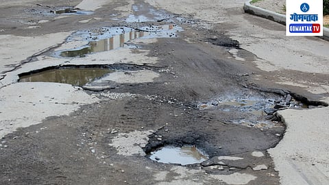 Calangute Potholes in Road: