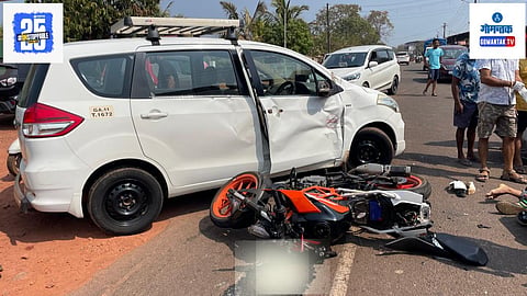 Bike Rider Died after collision with car at tuem pernem