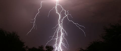 Major damage due to lightning strike on a house in goa