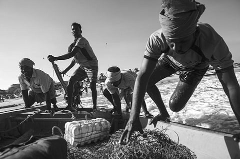 Fishermen in Sureli Kattakuppam, 4km from a desalination plant, complain that the discharge is dumped directly onto the beach, contaminating groundwater (Photographs: Zishaan Akbar Latif )