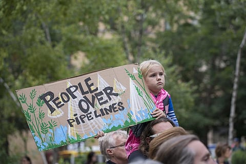 In the summer of 2016, activists ran from North Dakota to Washington, D.C., to present a petition against the construction of the pipeline. Credit: Fibonacci Blue/ Flicker
