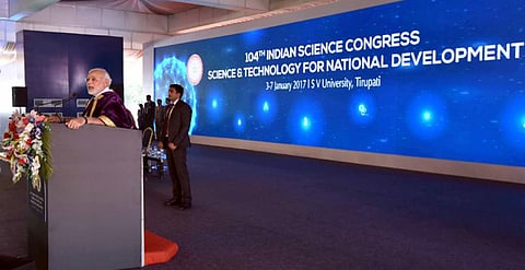 Modi identified clean water, energy, food, environment, climate, security and healthcare as important challenges that India faces. Credit: PIB