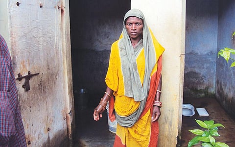 The twin-pit toilet of
Gaurabhi Sabar from
Tamana village produces
enough manure for her
kitchen garden (Photo: Rashmi Verma)