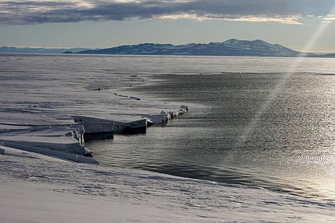 In a warming climate, enhanced surface drainage could accelerate future ice-mass loss from Antarctic. Credit: NASA