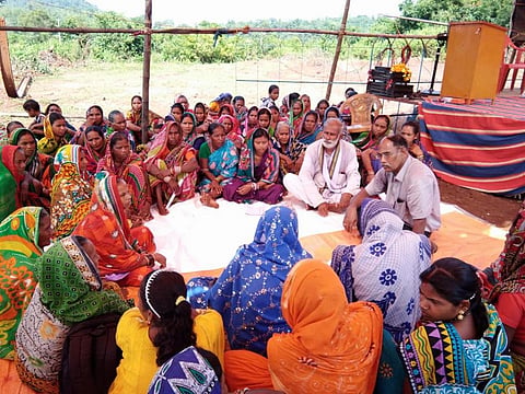 “Forest fulfill us, so it's our responsibility to protect it,” says Usharani, the president of the Kaptapally Women Forest Protection Committee. Credit: Forest Rights Information centre, Kaptapally