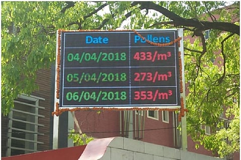 Pollen count would be displayed on this monitor installed at Vallabhbhai Patel Chest Institute. Credit: India Science Wire