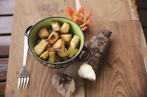A file picture of yam (garadu). Investing a dollar in policy to promote good food has a return of $12, says a WHO report. Credit: Vikas Choudhury/CSE