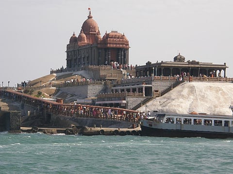 The Vivekananda Rock Memorial at Kanyakumari Credit: Flickr