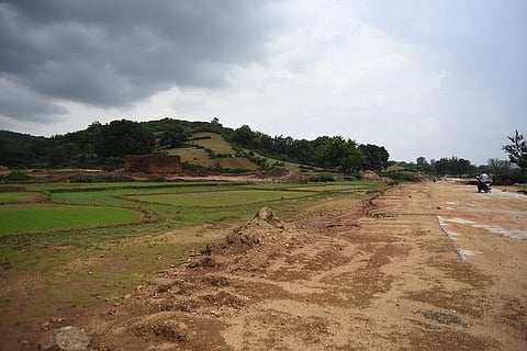 A file picture of the road being constructed in the middle of paddy fields last year. Credit: Adithyan PC