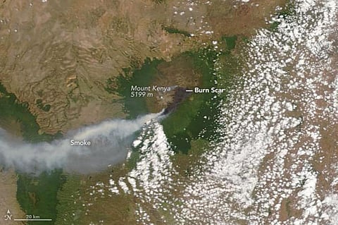 NASA satellite image of Mount Kenya on February 27, 2019. Credit: Getty Images
