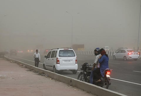 Delhi's Akshardham area during a dust storm in 2018. Photo: Vikas Choudhary