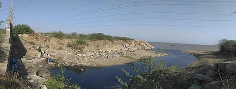 A drain carrying effluents flows into the Narmada near Bharuch. Photo: Paryavaran Suraksha Samiti