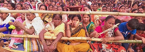 Tribal women sitting in Jhargram. Photo: Sambit Pal