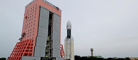 GSLV MarkIII-M1 vehicle coming out of the vehicle assembly building in ISRO. Photo: ISRO