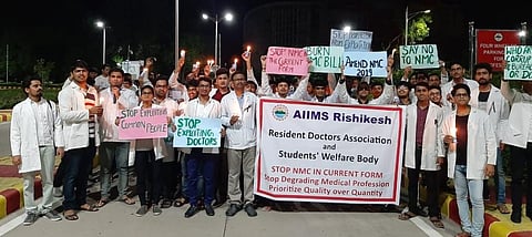 File photo of doctors protesting in Rishikesh on July 31, 2019