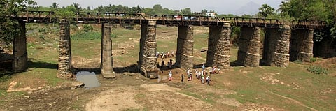 A view of the dried up Bharatapuzha river basin Photo: PS Manoj