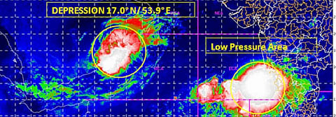 The Cyclone Nisarga system lay as a depression around 340 kilometres south west of Panjim and 630 km south-south west of Mumbai at 11.30 am on June 1 Photo: Twitter / @Indiametdept
