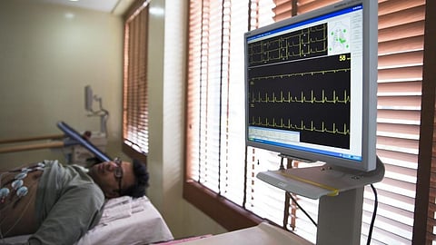 A man undergoing a heart checkup at the Moolchand Hospital in Delhi. The findings of The Lancet's new report emphasise the fast emergence of non-communicable diseases as a global health challenge. Photo: Chinky Shukla / CSE